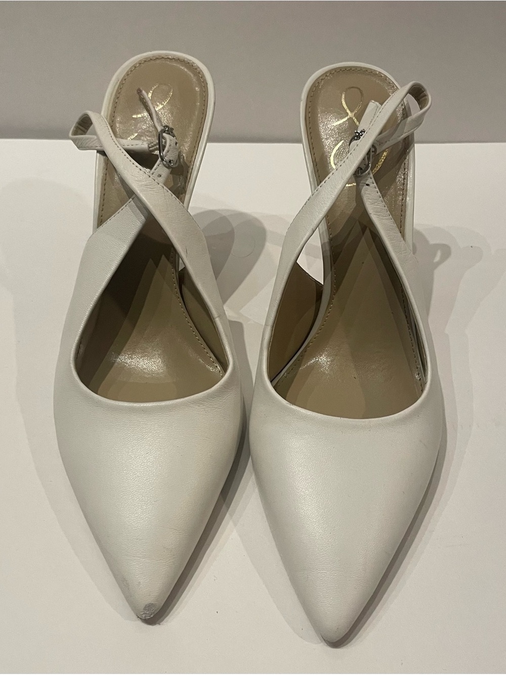 Sam Edelman Women’s White Pointed Toe Slingback Pumps